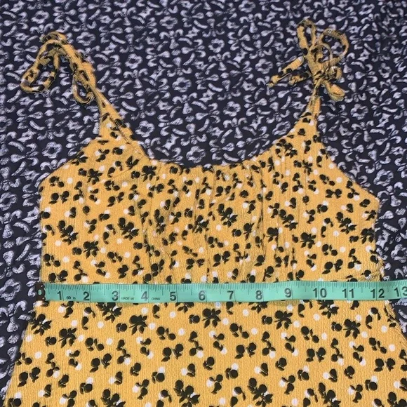 NWOT Topshop UK brand XS size 2 yellow tie up straps babydoll Ditsy dress - Picture 5 of 6